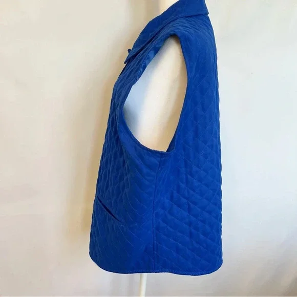 Drapers & Damons Blue Quilted Lined Button Down Collared Vest Womens Size 1X - Picture 6 of 12